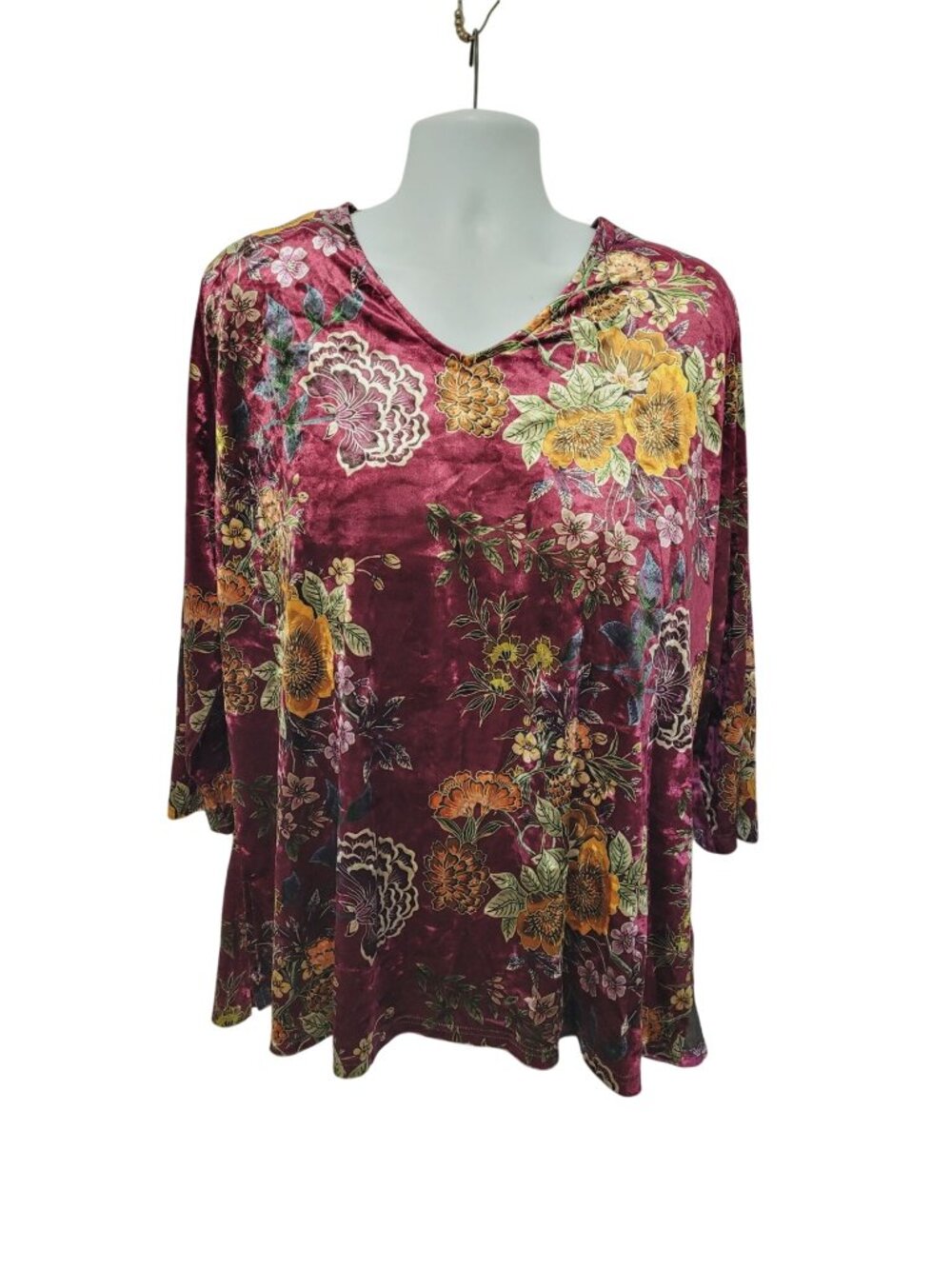 Velvet Whimsigoth Floral Boho Chic Top 3X Romantic Goth Vintage 90s Revival Autu